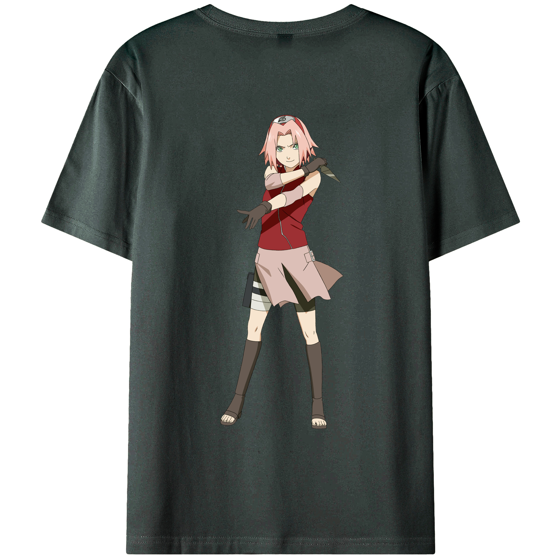 （画像用） NARUTO -ナルト- 春野サクラ Haruno Sakura 綿100％ メンズ半袖Tシャツ（バックプリント） 通気性